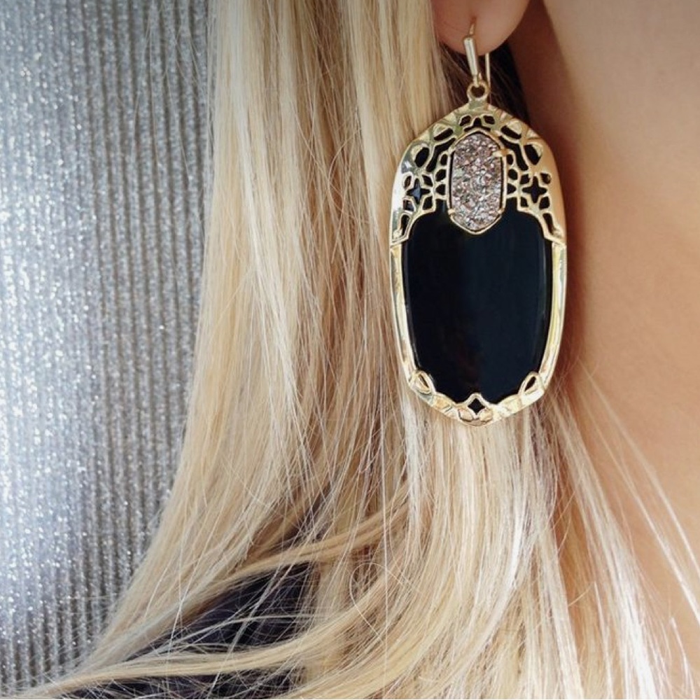 Kendra Scott Glam Rocks Deva Earrings in Hot Pink and Iridescent Drusy - Picture 3 of 8
